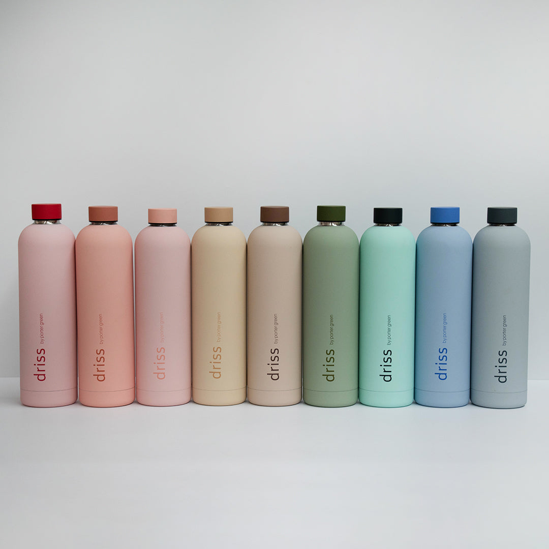 driss 1 litre | stainless steel bottle - porter green | style + sustainability