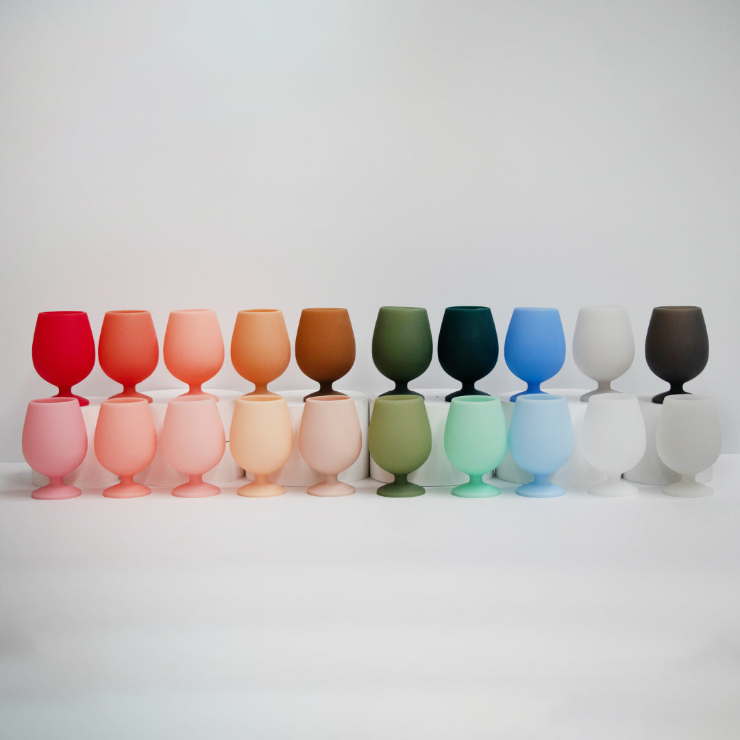 stemm | unbreakable silicone wine glasses - porter green | style + sustainability
