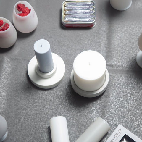 blanc + dove | escc lrg pillar candle | soy - blend unscented candles - porter green | style + sustainability