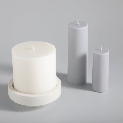 blanc + dove | escc lrg pillar candle | soy - blend unscented candles - porter green | style + sustainability