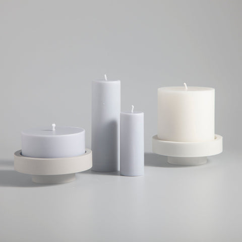 blanc + dove | escc lrg pillar candle | soy - blend unscented candles - porter green | style + sustainability