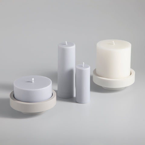 blanc + dove | escc sml pillar candle | soy - blend unscented candles - porter green | style + sustainability