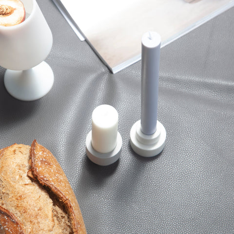 blanc + dove | escc sml pillar candle | soy - blend unscented candles - porter green | style + sustainability
