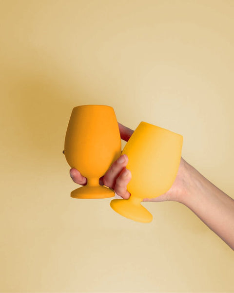 buttermilk + sunflower | stemm | silicone unbreakable wine glasses - porter green | style + sustainability