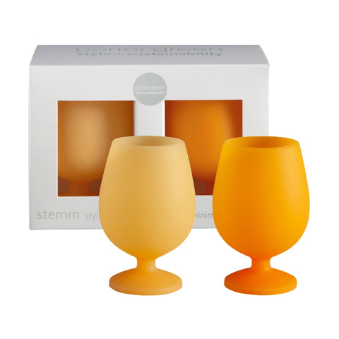 buttermilk + sunflower | stemm | silicone unbreakable wine glasses - porter green | style + sustainability