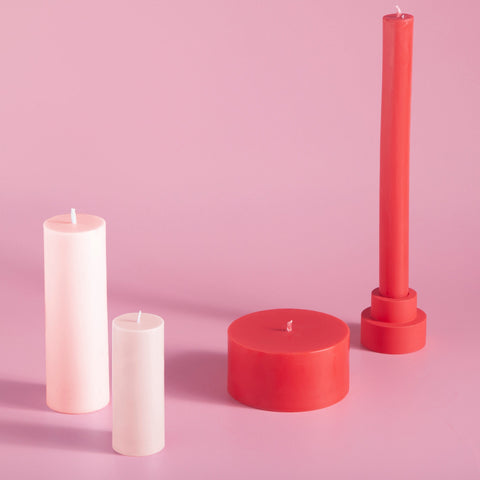 cherry + blush | escc lrg pillar candle | soy - blend unscented candles - porter green | style + sustainability