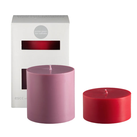 cherry + blush | escc lrg pillar candle | soy - blend unscented candles - porter green | style + sustainability
