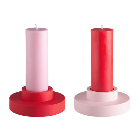 cherry + blush | escc med pillar candle | soy - blend unscented candles - porter green | style + sustainability