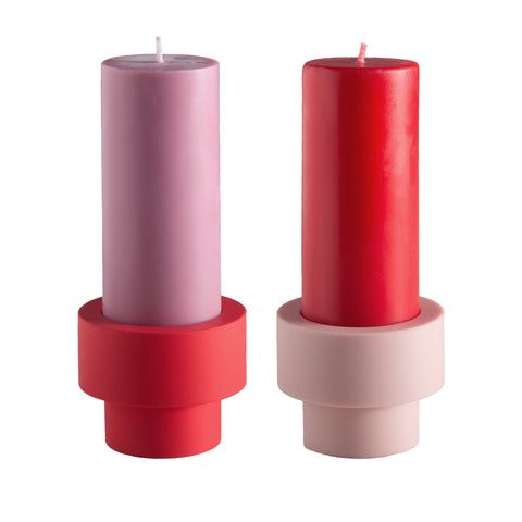 cherry + blush | escc sml pillar candle | soy - blend unscented candles - porter green | style + sustainability