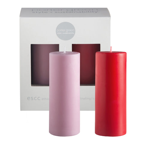 cherry + blush | escc sml pillar candle | soy - blend unscented candles - porter green | style + sustainability
