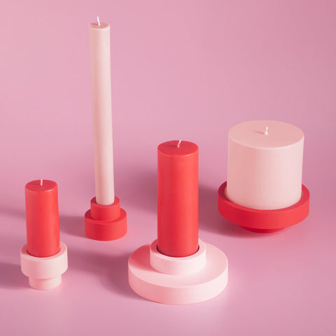cherry + blush | escc sml pillar candle | soy - blend unscented candles - porter green | style + sustainability
