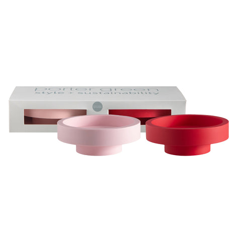 Cherry + Blush | Flipp Lrg | Silicone Unbreakable Candle Holder Set - porter green | style + sustainability