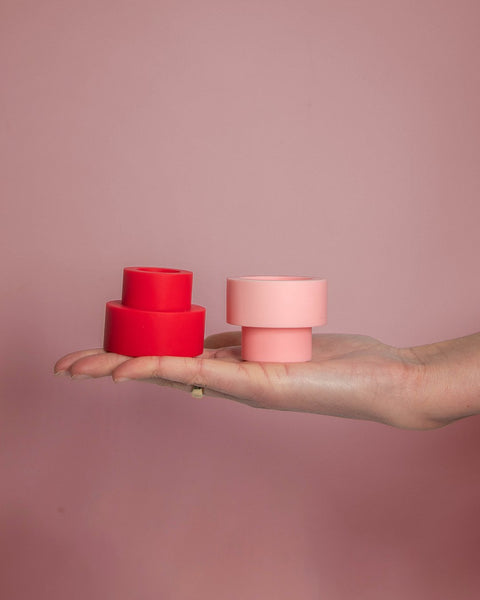 Cherry + Blush | Flipp Sml | Silicone Unbreakable Candle Holder Set - porter green | style + sustainability