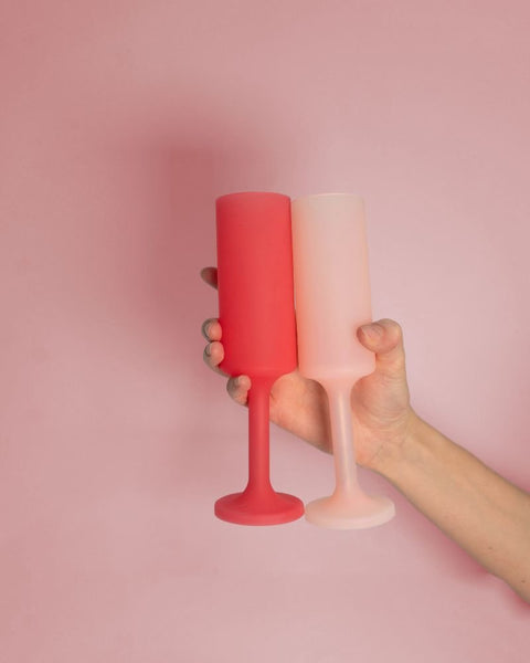 cherry + blush | seff | silicone unbreakable champagne flute - porter green | style + sustainability