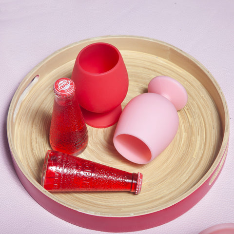 cherry + blush | stemm | silicone unbreakable wine glasses - porter green | style + sustainability