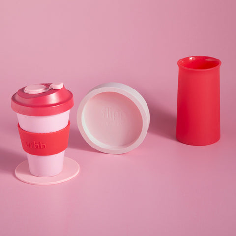 cherry + blush | urbb | biodegradable bamboo coffee cup - porter green | style + sustainability