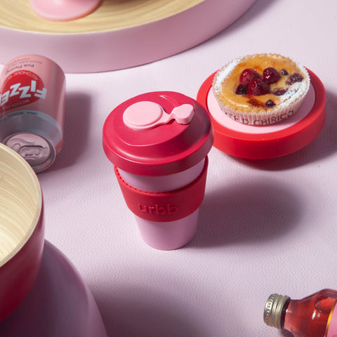 cherry + blush | urbb | biodegradable bamboo coffee cup - porter green | style + sustainability