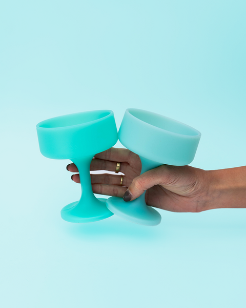 pavone | mecc | unbreakable silicone cocktail coupes | porter green, coupe cocktail glass, coupe glass, coloured cocktail glasses, unbreakable cocktail glasses, cocktail glasses australia