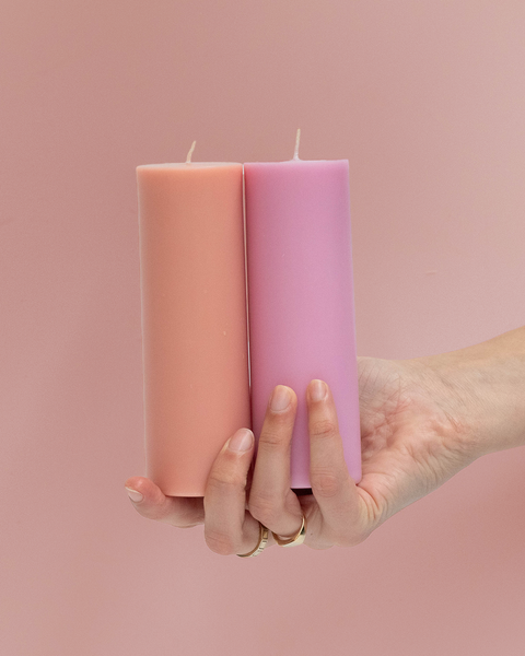 peach + petal | escc med pillar candle | soy-blend unscented candles | porter green, soy candle, dinner candles, pillar candles, unscented candles, coloured candle