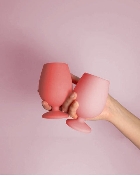 flamingo + lotus | stemm | silicone unbreakable wine glasses - porter green | style + sustainability