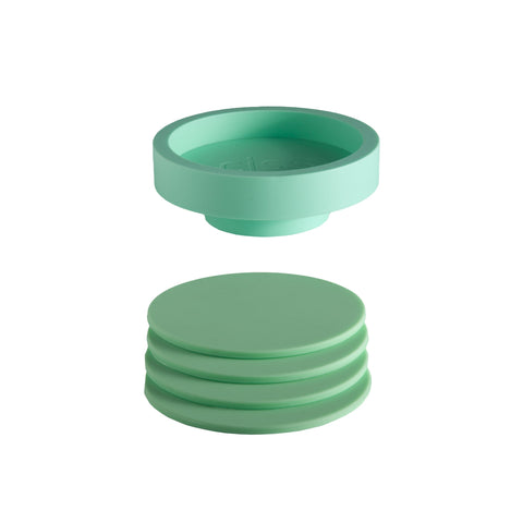 gerbera + leaf | ciss | unbreakable silicone coasters - porter green | style + sustainability
