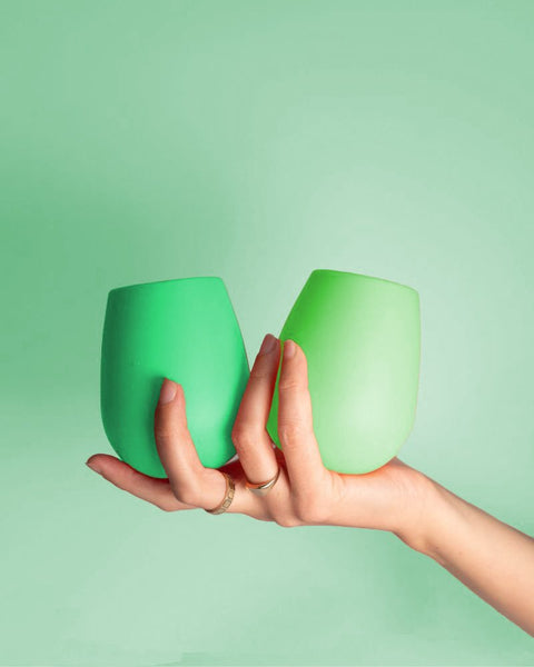 gerbera + leaf | fegg | silicone unbreakable glasses - porter green | style + sustainability