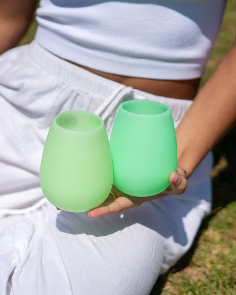 gerbera + leaf | fegg | silicone unbreakable glasses - porter green | style + sustainability
