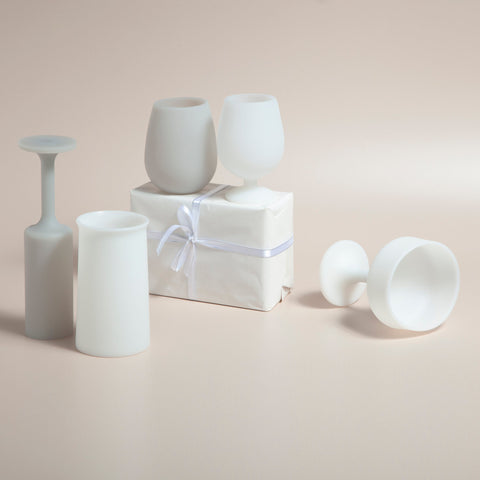 holiday frost | mecc | silicone unbreakable cocktail glasses - porter green | style + sustainability