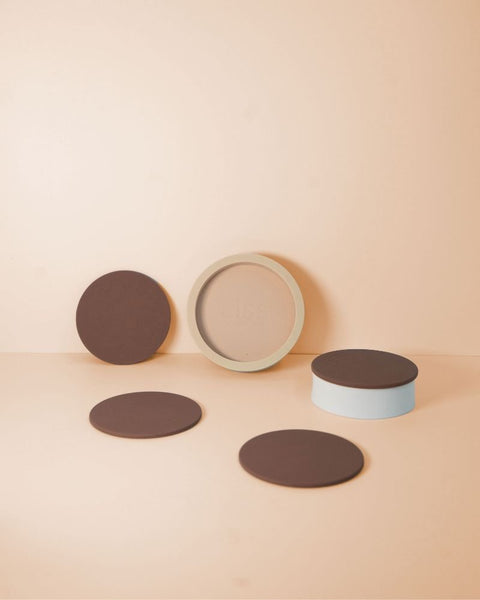 latte + donkey | ciss | unbreakable silicone coasters - porter green | style + sustainability