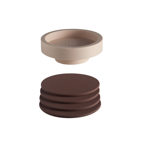 latte + donkey | ciss | unbreakable silicone coasters - porter green | style + sustainability