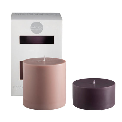 latte + donkey | escc lrg pillar candle | soy - blend unscented candles - porter green | style + sustainability