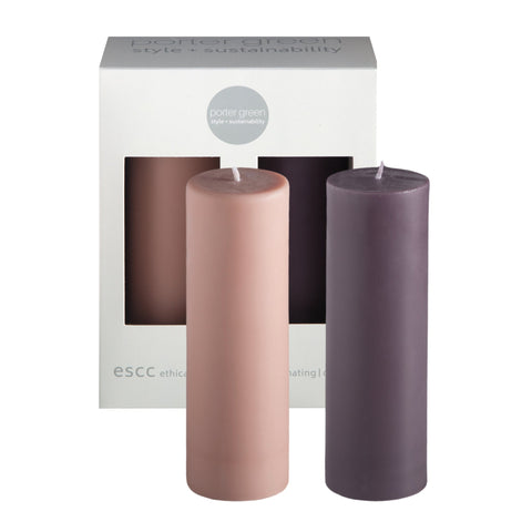 latte + donkey | escc med pillar candle | soy - blend unscented candles - porter green | style + sustainability