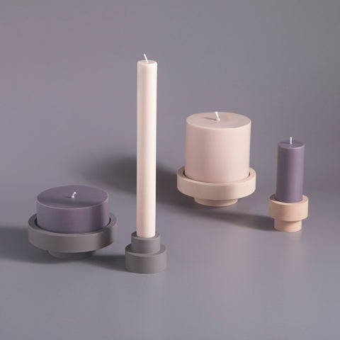 latte + donkey | escc sml pillar candle | soy - blend unscented candles - porter green | style + sustainability