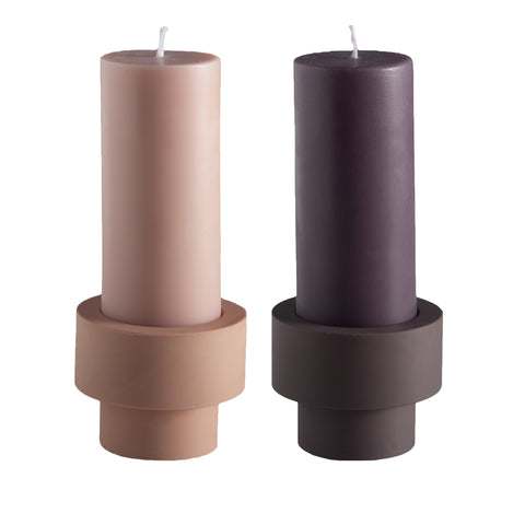 latte + donkey | escc sml pillar candle | soy - blend unscented candles - porter green | style + sustainability
