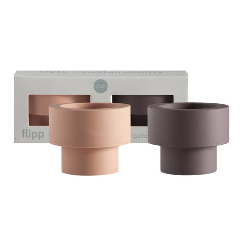 Latte + Donkey | Flipp Sml | Silicone Unbreakable Candle Holder Set - porter green | style + sustainability