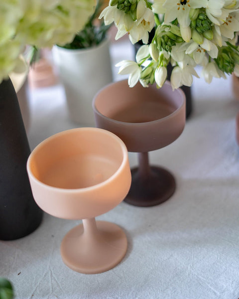 latte + donkey | mecc | silicone unbreakable cocktail glasses - porter green | style + sustainability