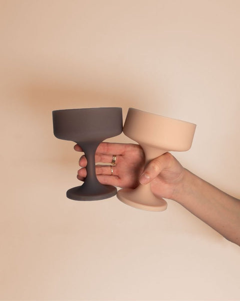 latte + donkey | mecc | silicone unbreakable cocktail glasses - porter green | style + sustainability