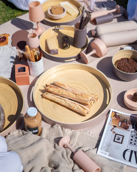 latte + donkey | privv | vegan leather waterproof picnic rug - porter green | style + sustainability
