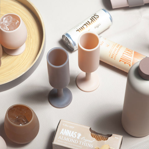 latte + donkey | seff | silicone unbreakable champagne flute - porter green | style + sustainability