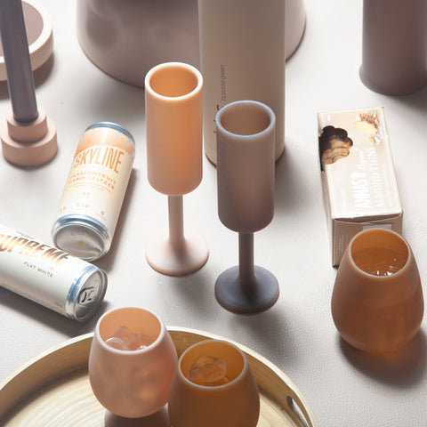 latte + donkey | seff | silicone unbreakable champagne flute - porter green | style + sustainability