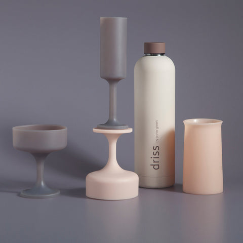 latte + donkey | seff | silicone unbreakable champagne flute - porter green | style + sustainability