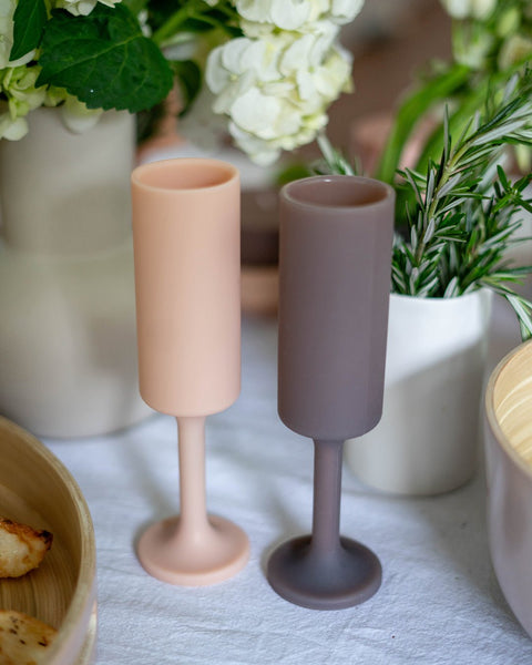 latte + donkey | seff | silicone unbreakable champagne flute - porter green | style + sustainability