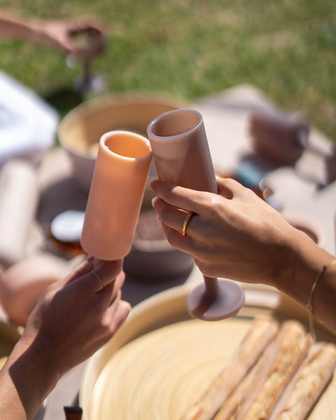 latte + donkey | seff | silicone unbreakable champagne flute - porter green | style + sustainability