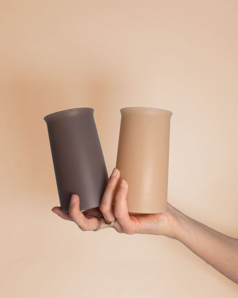 latte + donkey | stegg | silicone unbreakable highball glasses - porter green | style + sustainability