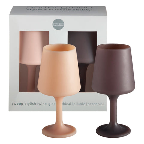 latte + donkey | swepp | silicone unbreakable wine glasses - porter green | style + sustainability