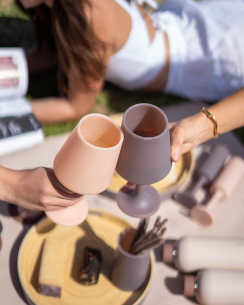 latte + donkey | swepp | silicone unbreakable wine glasses - porter green | style + sustainability