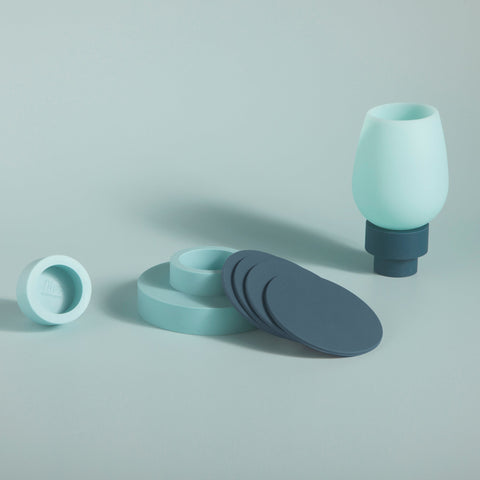 mist + ink | ciss | unbreakable silicone coasters - porter green | style + sustainability