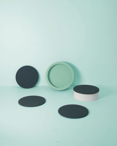mist + ink | ciss | unbreakable silicone coasters - porter green | style + sustainability