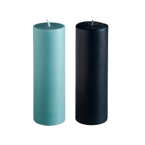 mist + ink | escc med pillar candle | soy - blend unscented candles - porter green | style + sustainability