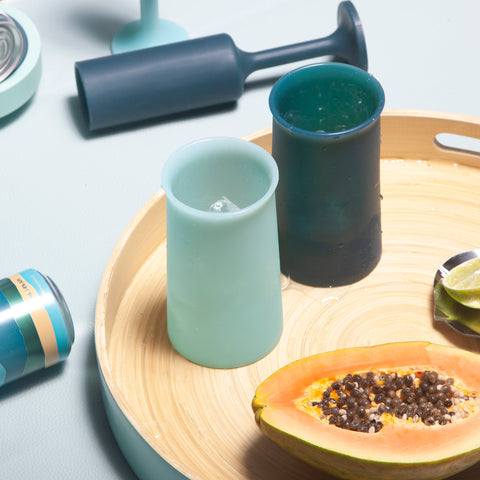 mist + ink | stegg | silicone unbreakable highball glasses - porter green | style + sustainability